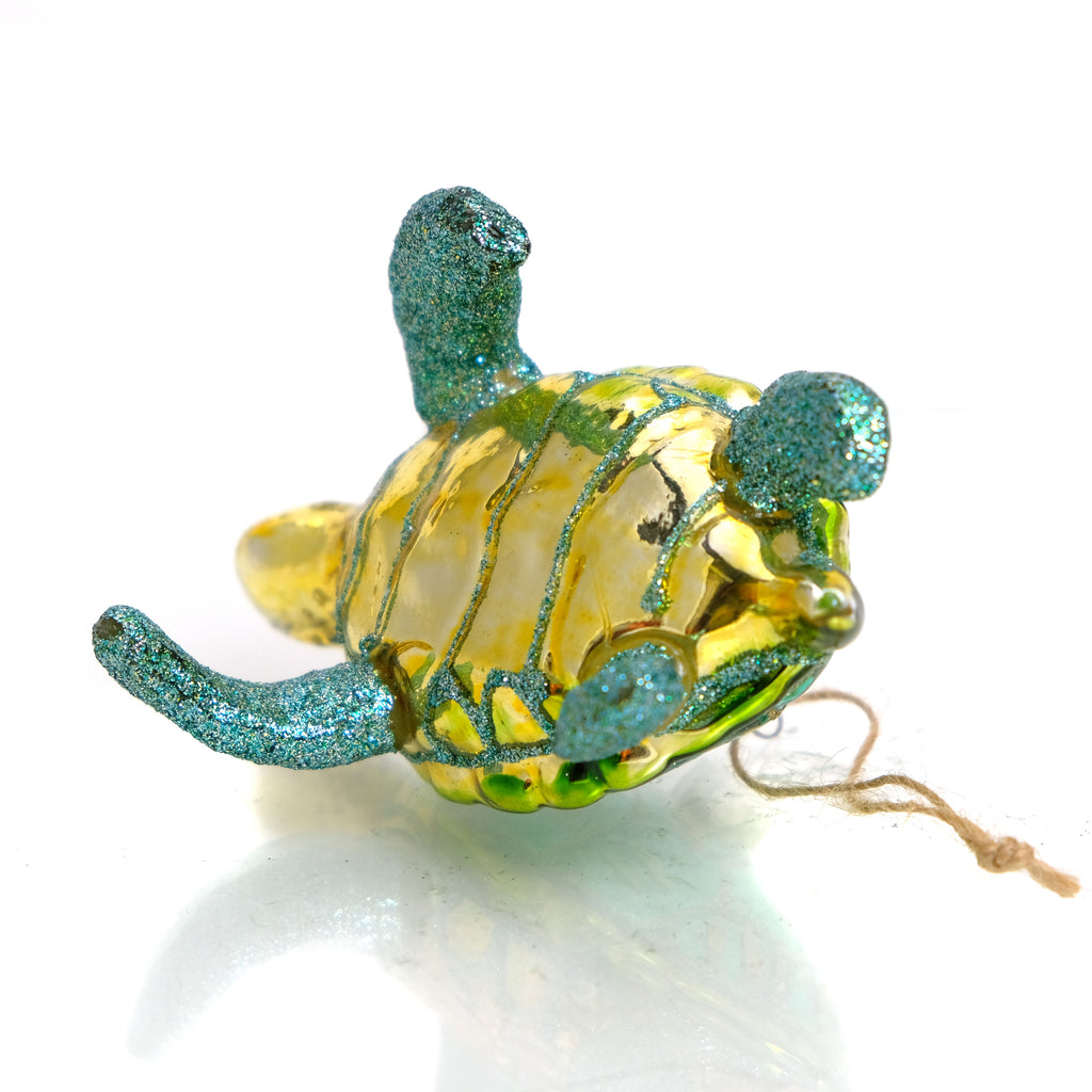 Glitter Turtle Glass Ornament