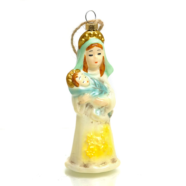 Retro Mary and Child Glass Ornament