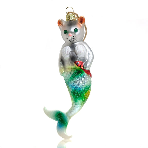 Purr-Maid Glass Mermaid Ornament
