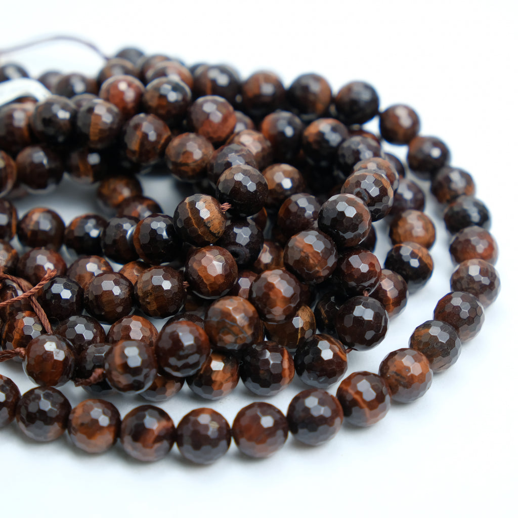 Red Tiger's Eye 10mm Faceted Rounds