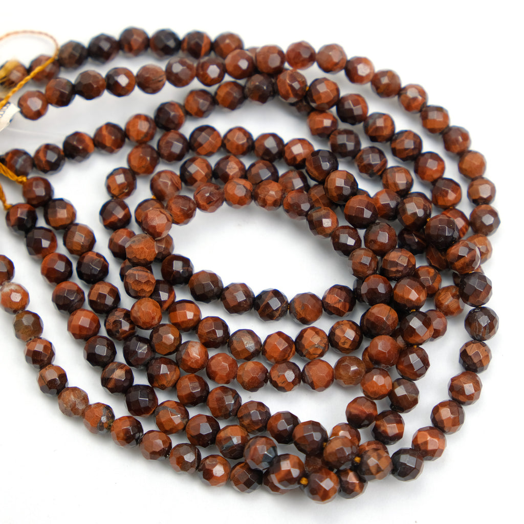 Red Tiger's Eye 6mm Faceted Rounds
