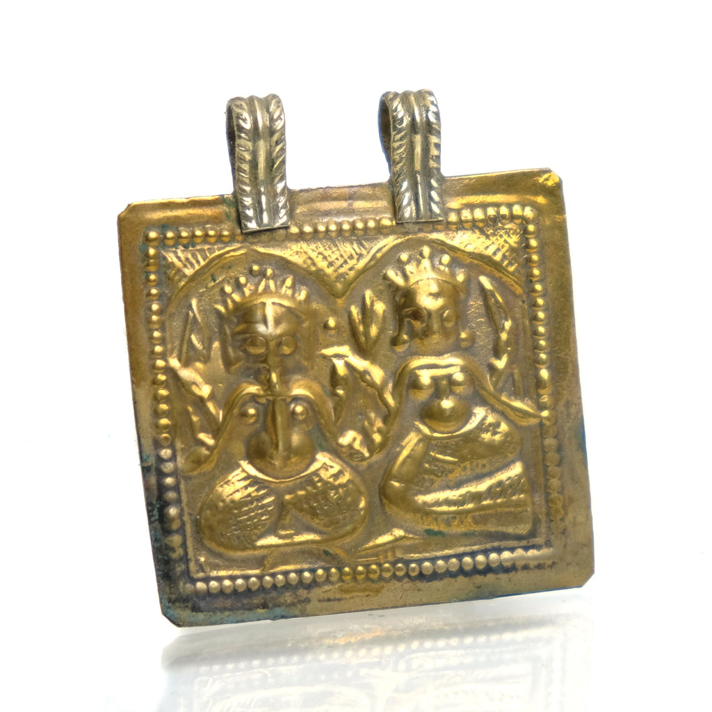 Lakshmi and Ganesha Brass Pendant