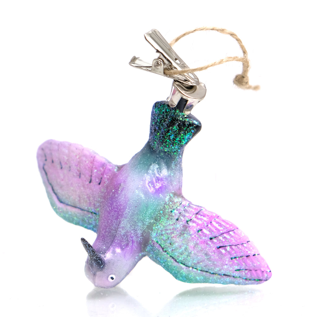Hummingbird Clip On Glass Ornament