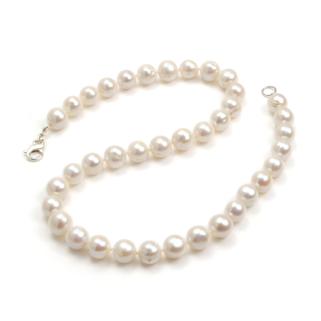 Fresh Water Pearl Knotted Necklace with Sterling Silver Fancy Lobster Clasp