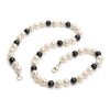 Fresh Water Pearl with Black Spinel Knotted Necklace with Sterling Silver Trigger Clasp