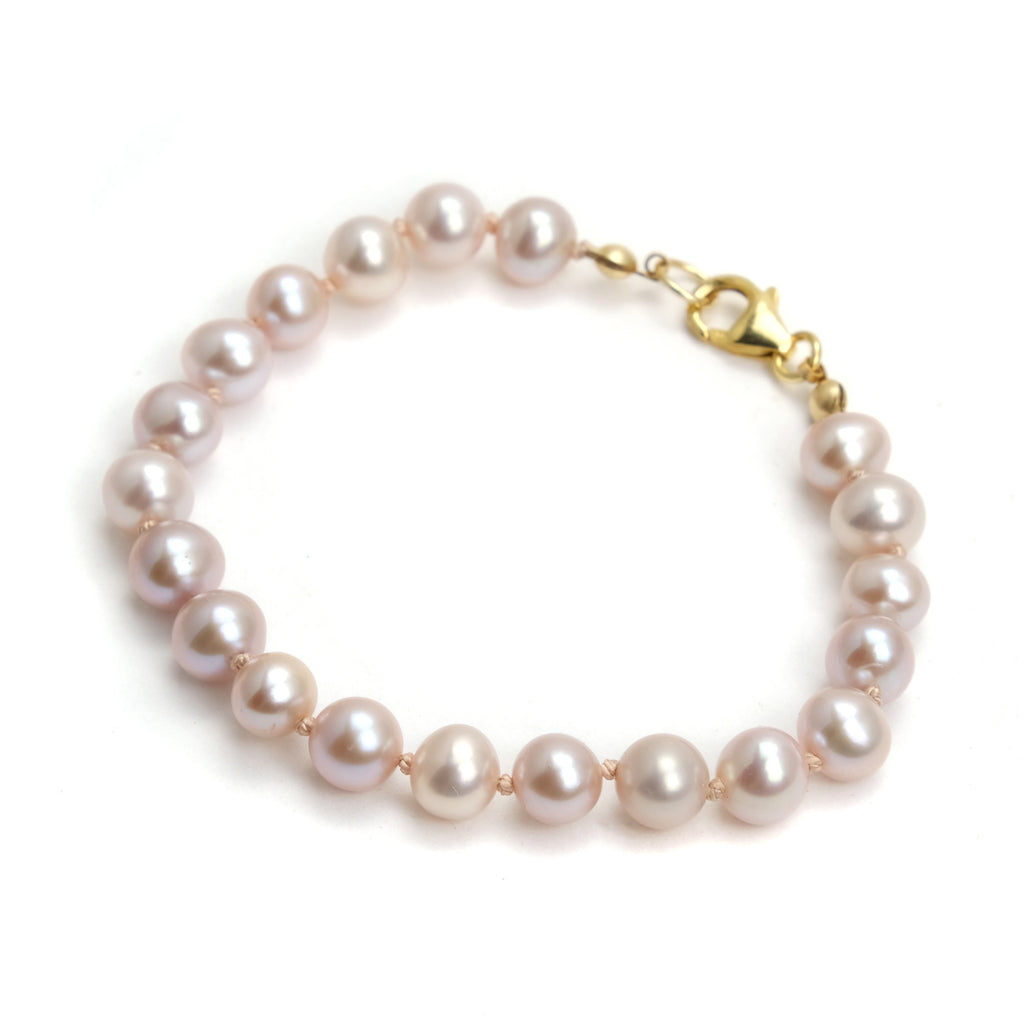 Fresh Water Pearl Knotted Bracelet With Gold Filled Trigger Clasp