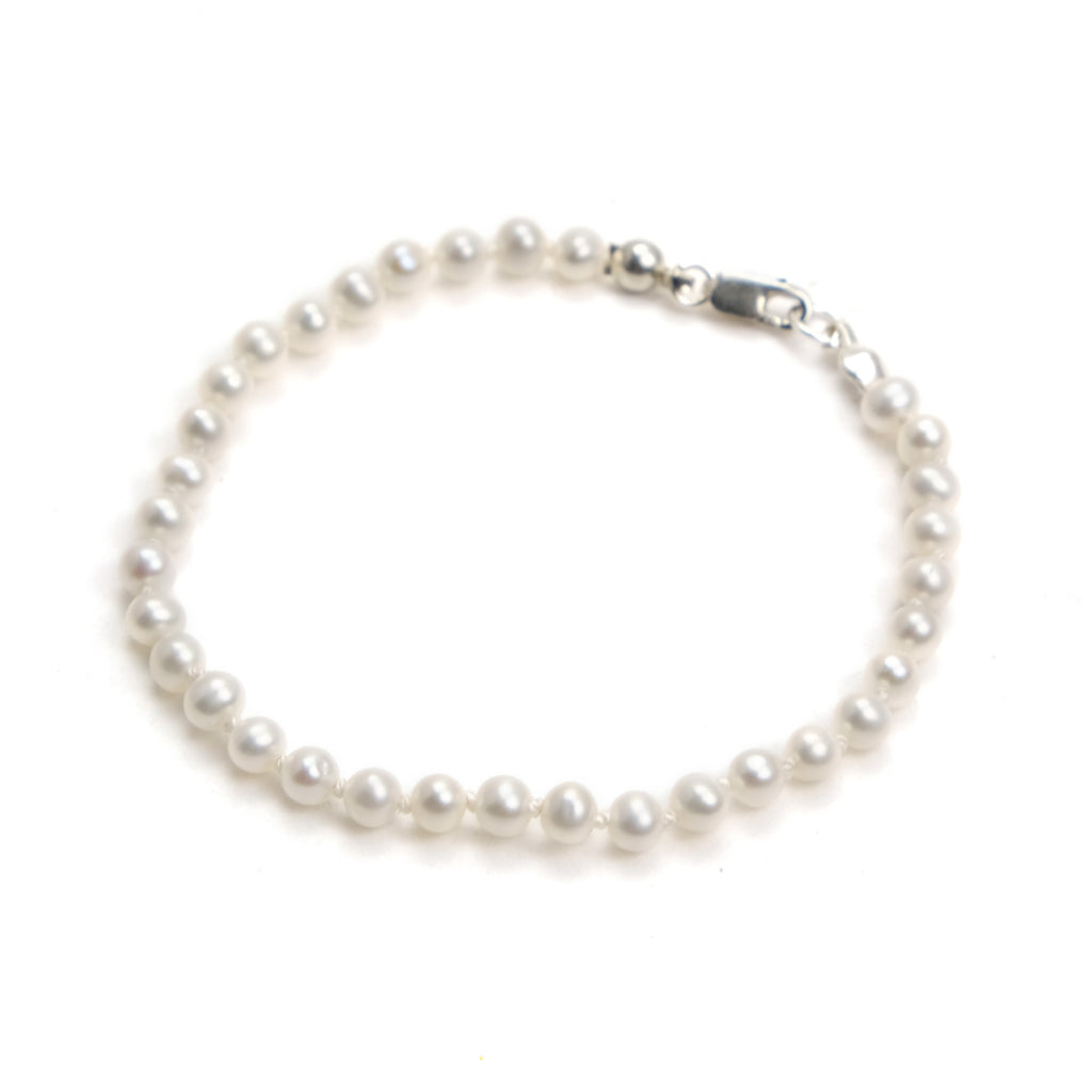 Fresh Water Pearl Knotted Bracelet With Sterling Silver Lobster Clasp