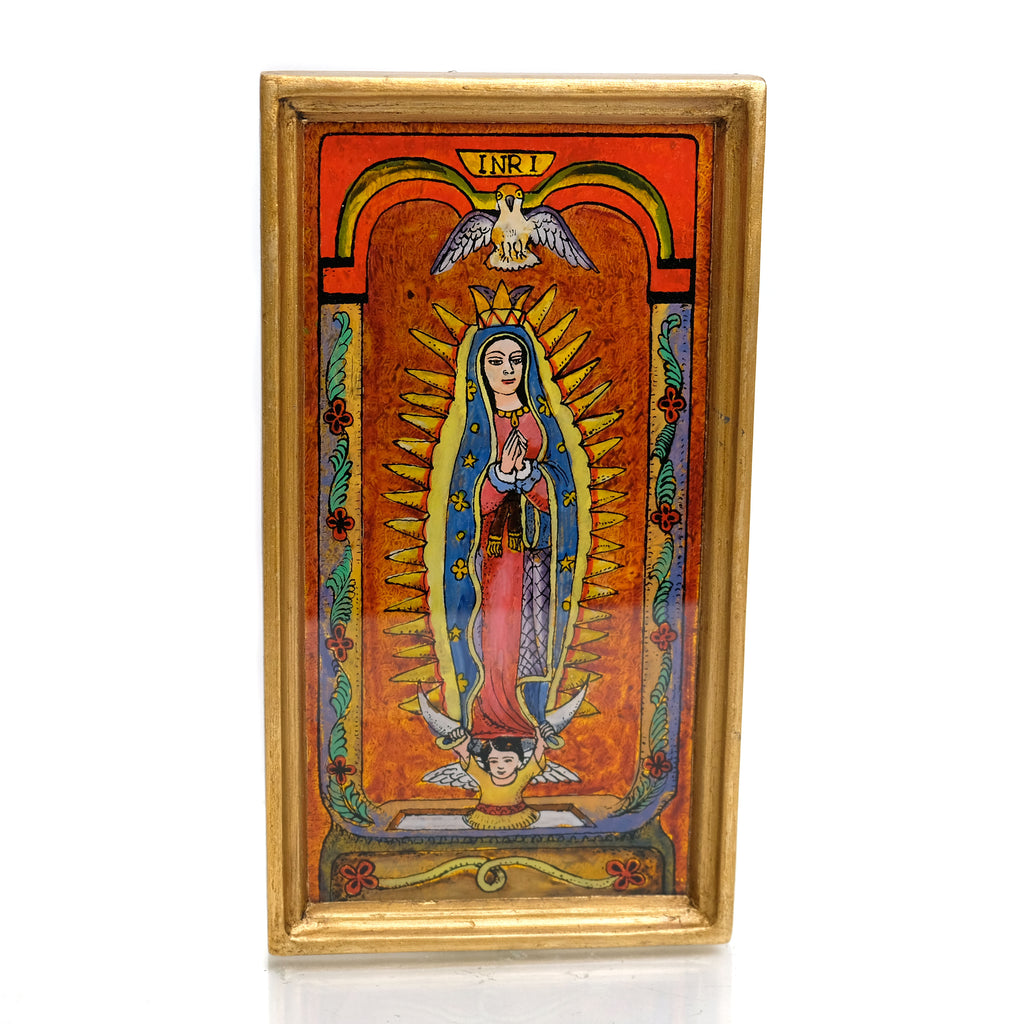 Reverse Painted Virgin of Guadalupe