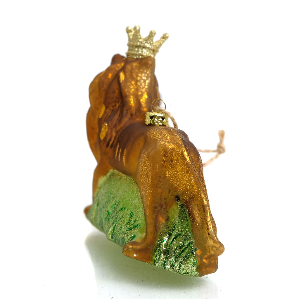 Crowned Lion Glass Ornament