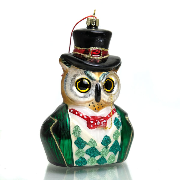 Owl Gent Glass Ornament