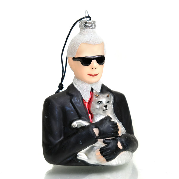 Karl and Choupette Glass Ornament