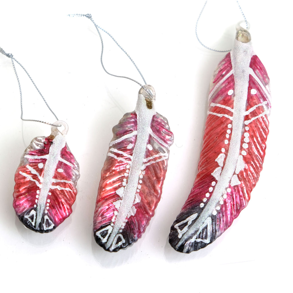 Tribal Feather Glass Ornament #1