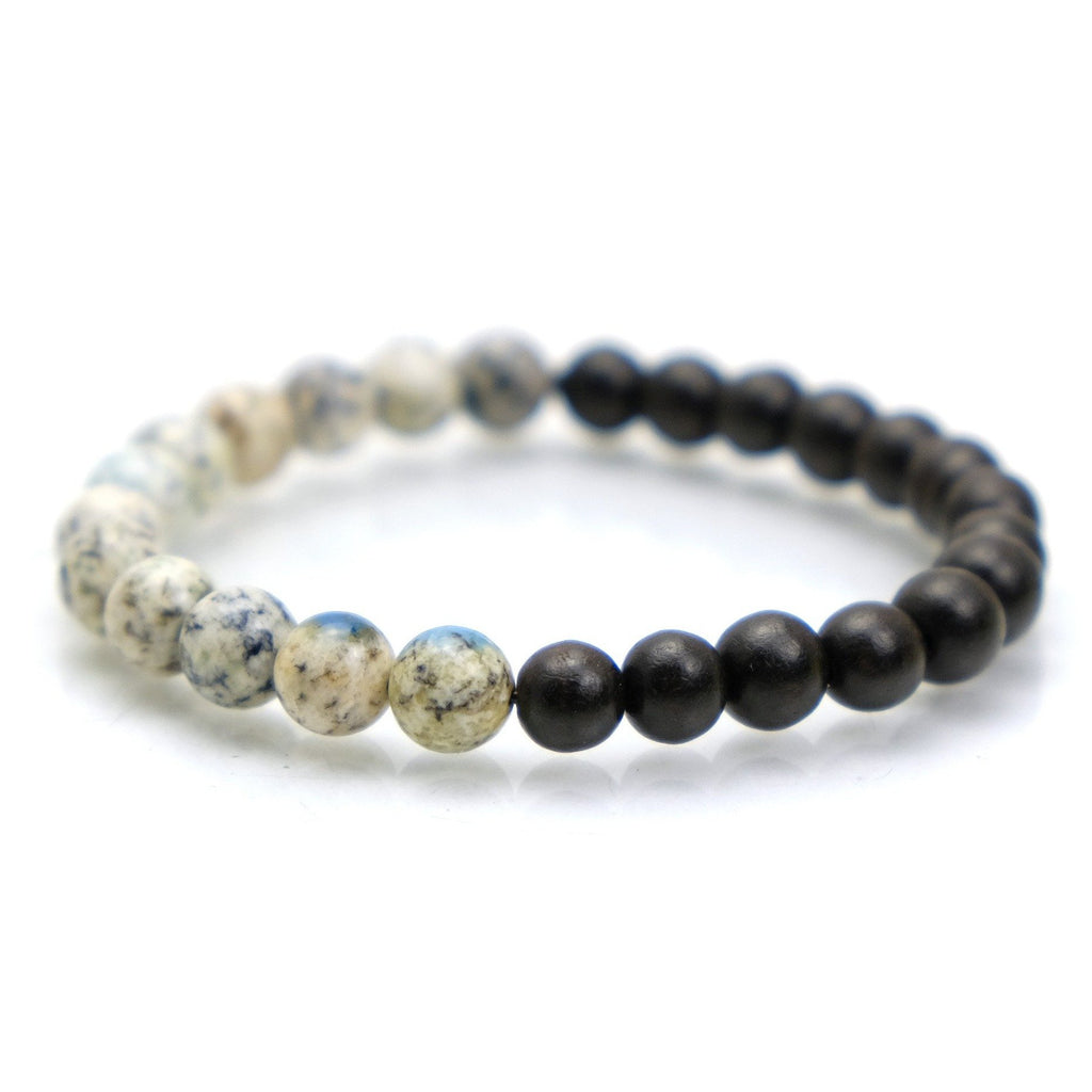 K2 Granite with Azurite + Iron Wood Stretch Bracelet #2