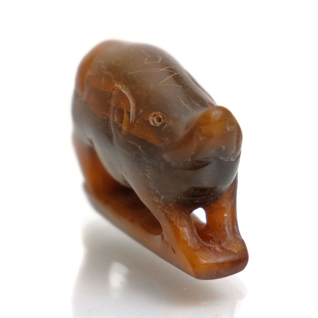 Prosperous Pig Hand Carved Cow Horn Amulet