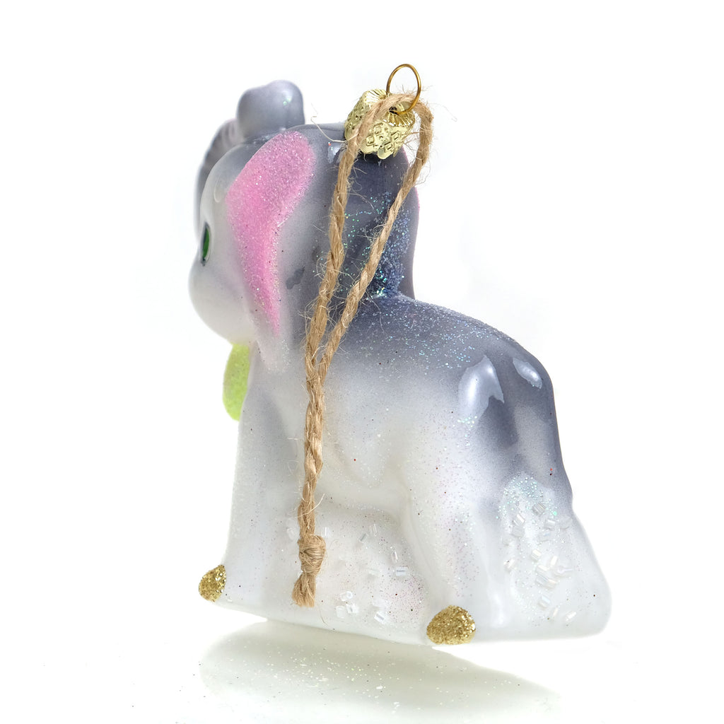 Baby Elephant Glass Ornament