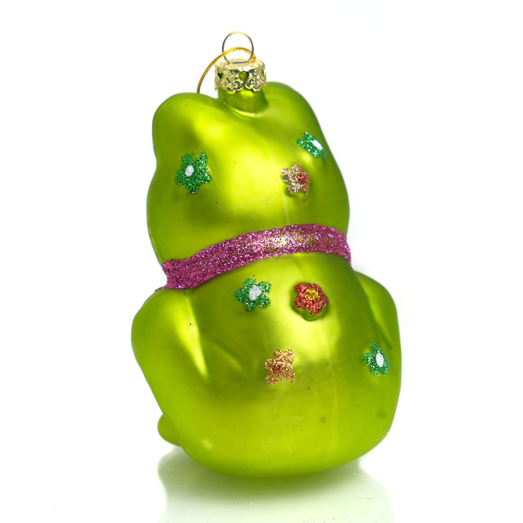 Retro Frog Glass Ornament