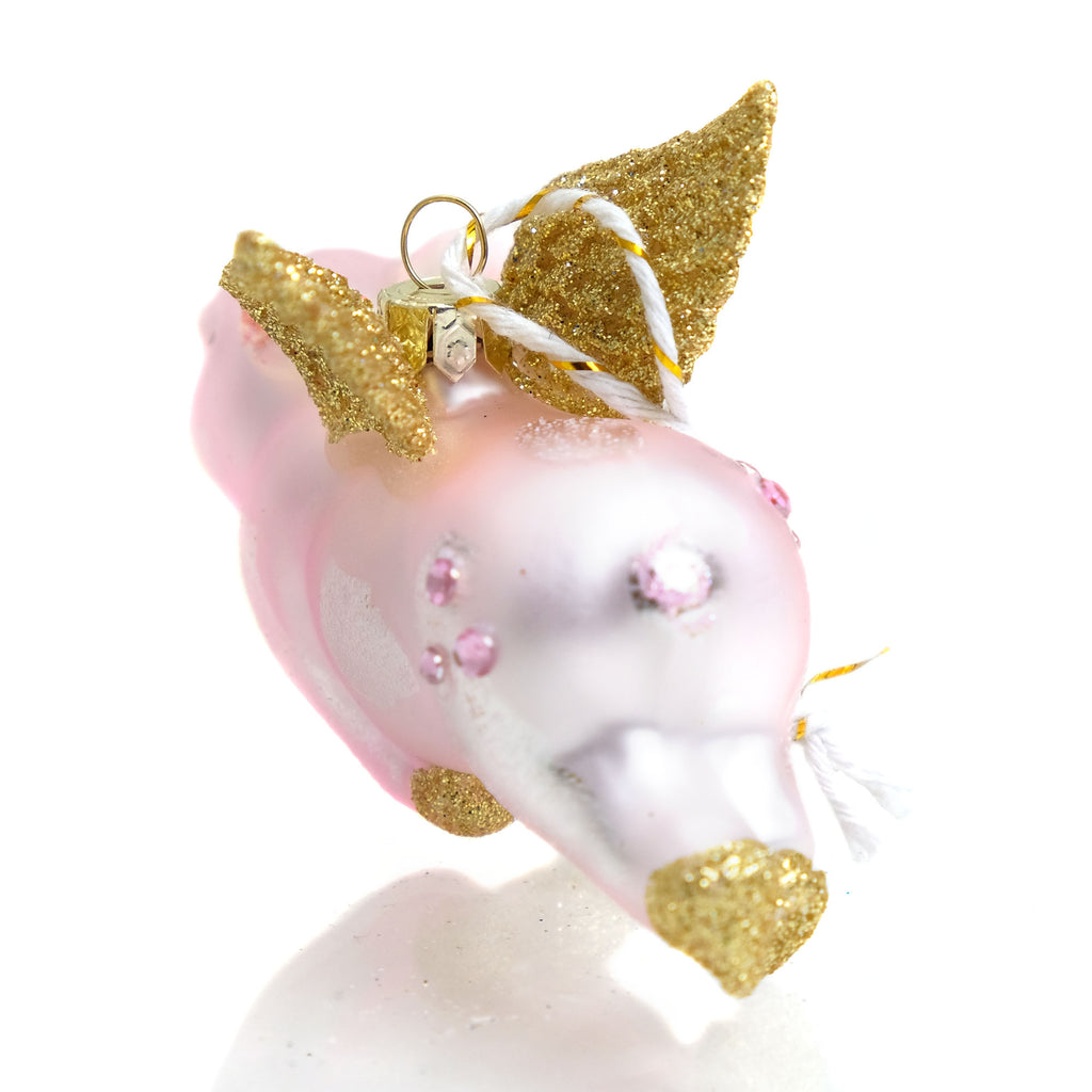 Flying Pig Glass Ornament