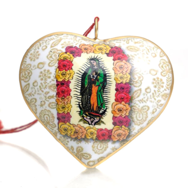 Virgin Of Guadalupe Estampa Heart Ornament