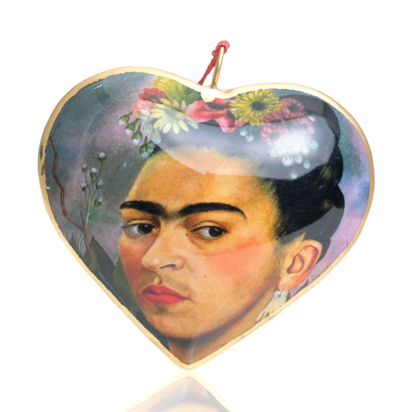 Frida with Flowers Heart Ornament