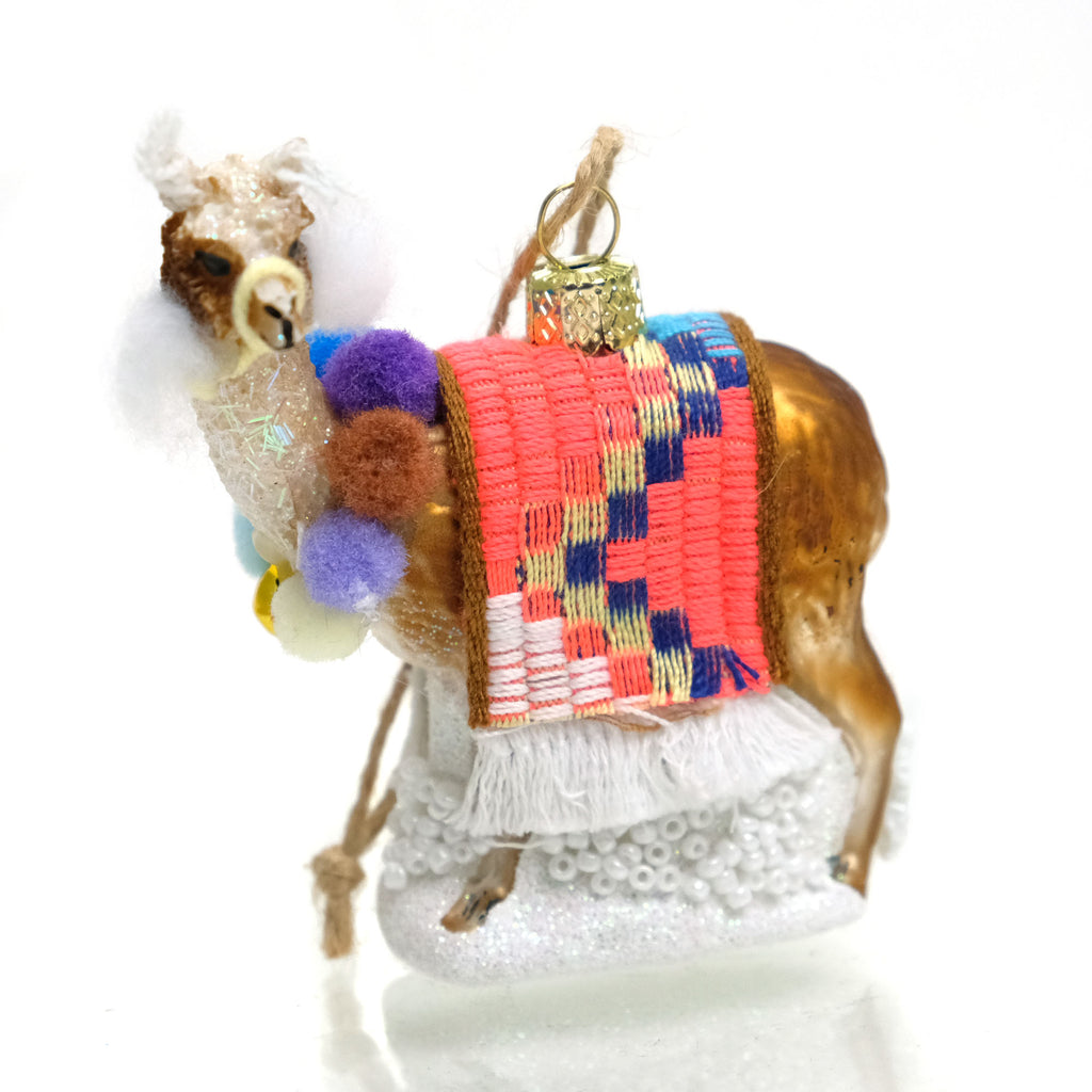 Adorned Llama Glass Ornament