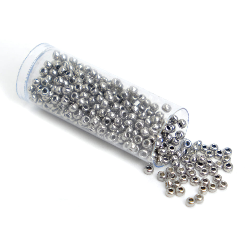 Czech Seed Beads 8/0 Metallic Dark Silver