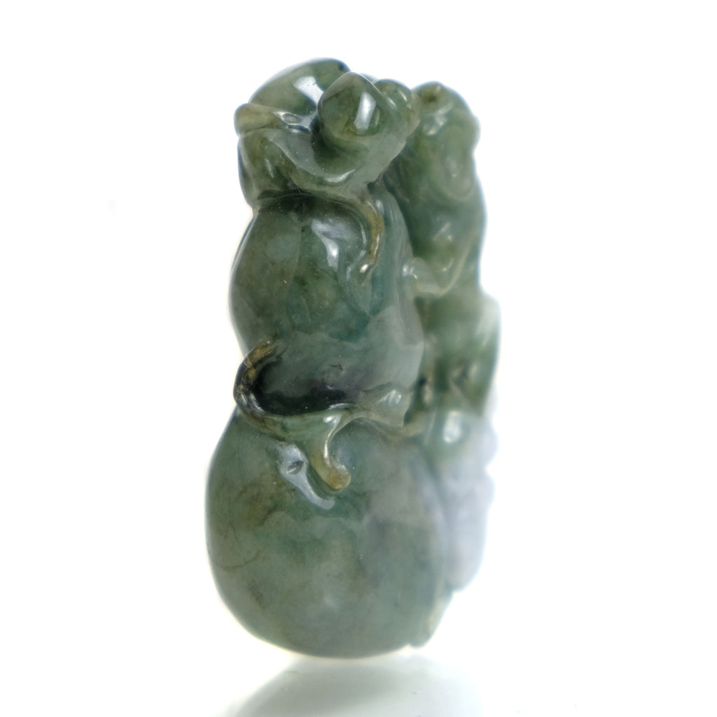 Jade Nephrite Medicine Gourd Pendant with Guardian Animal 2