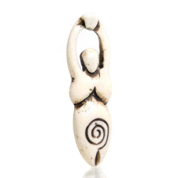 Carved Bone Pendant, Earth Mother Goddess