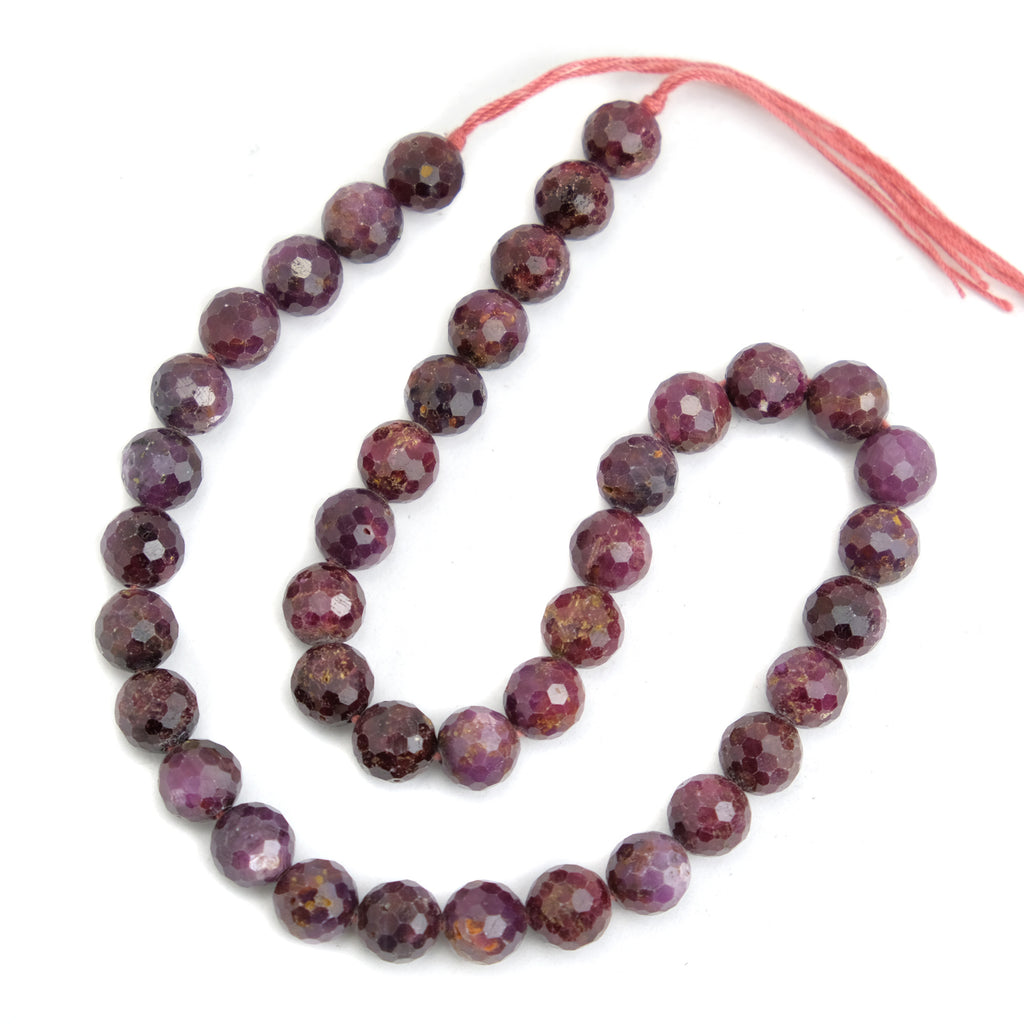 Ruby Faceted Round 10mm Strand