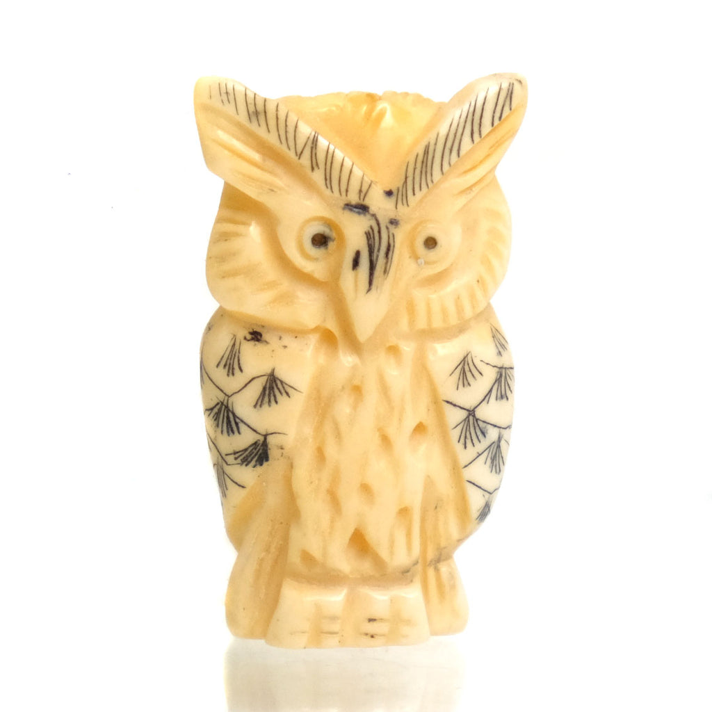 Carved Bone Pendant, Owl 2