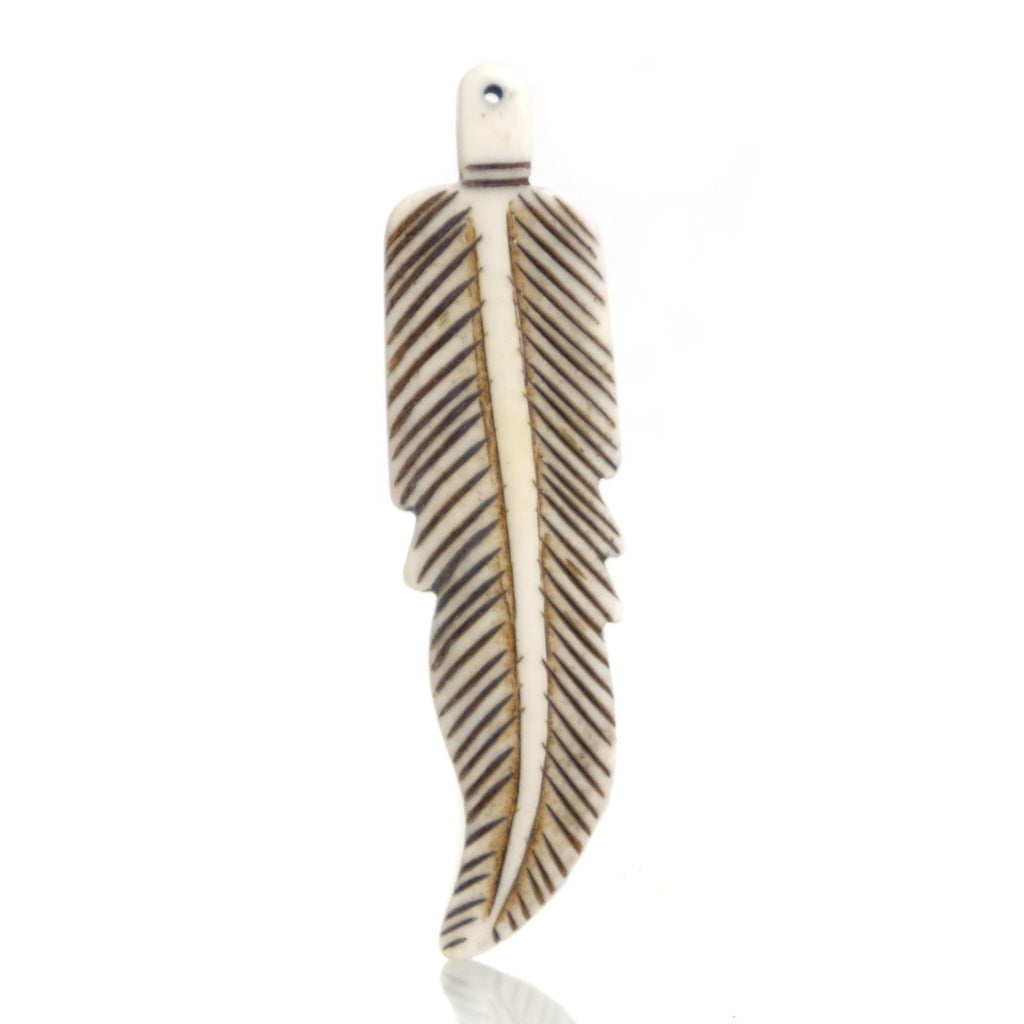 Carved Bone Pendant, Feather