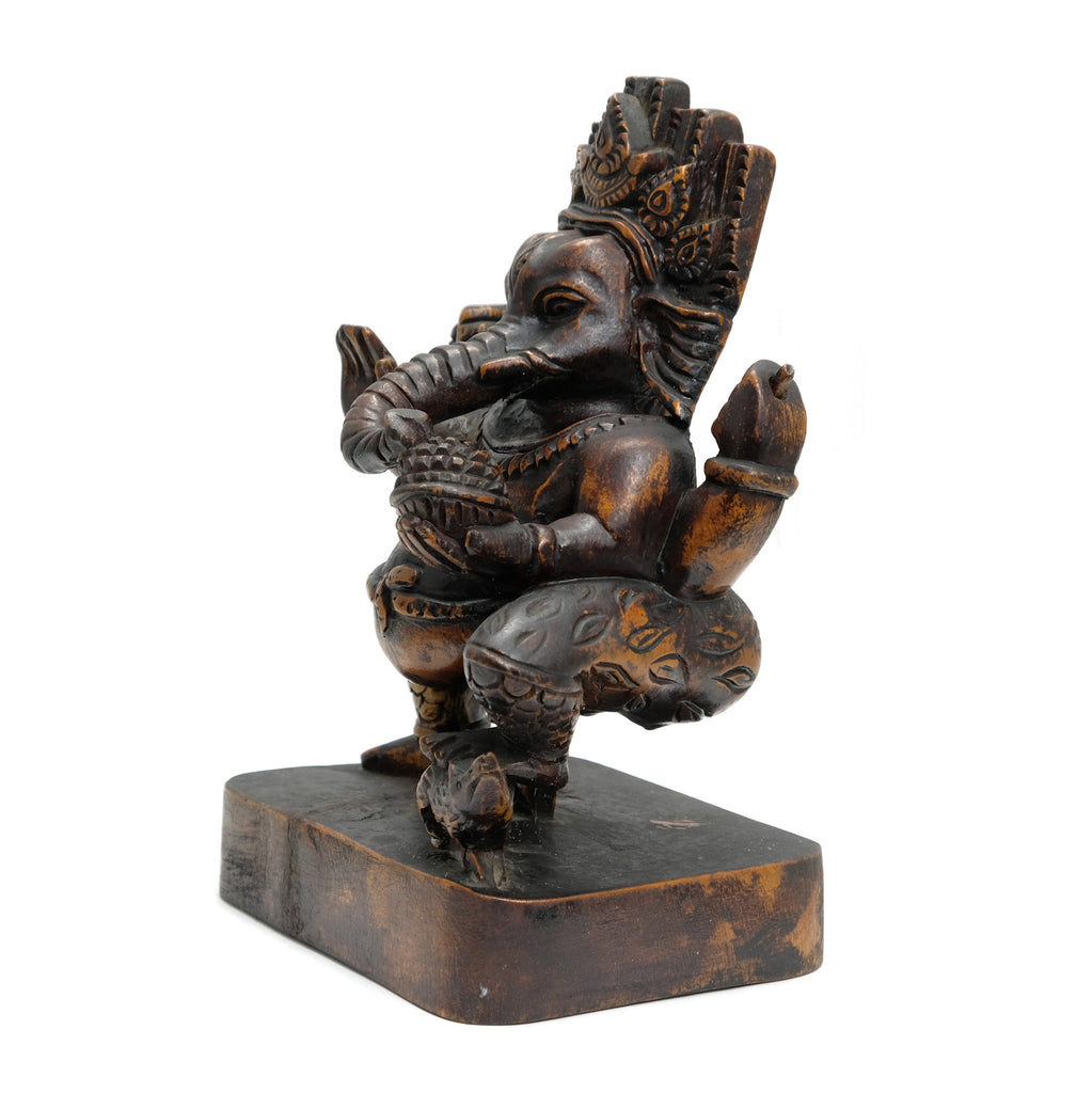 Dancing Lord Ganesha Nritya-Ganapati Wooden Sculpture