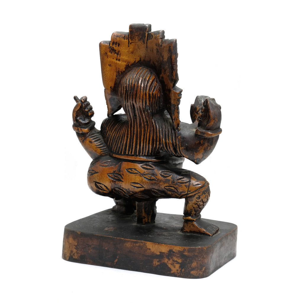 Dancing Lord Ganesha Nritya-Ganapati Wooden Sculpture