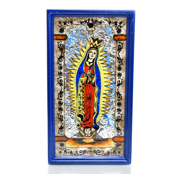 Reverse Painted Virgin of Guadalupe Painting