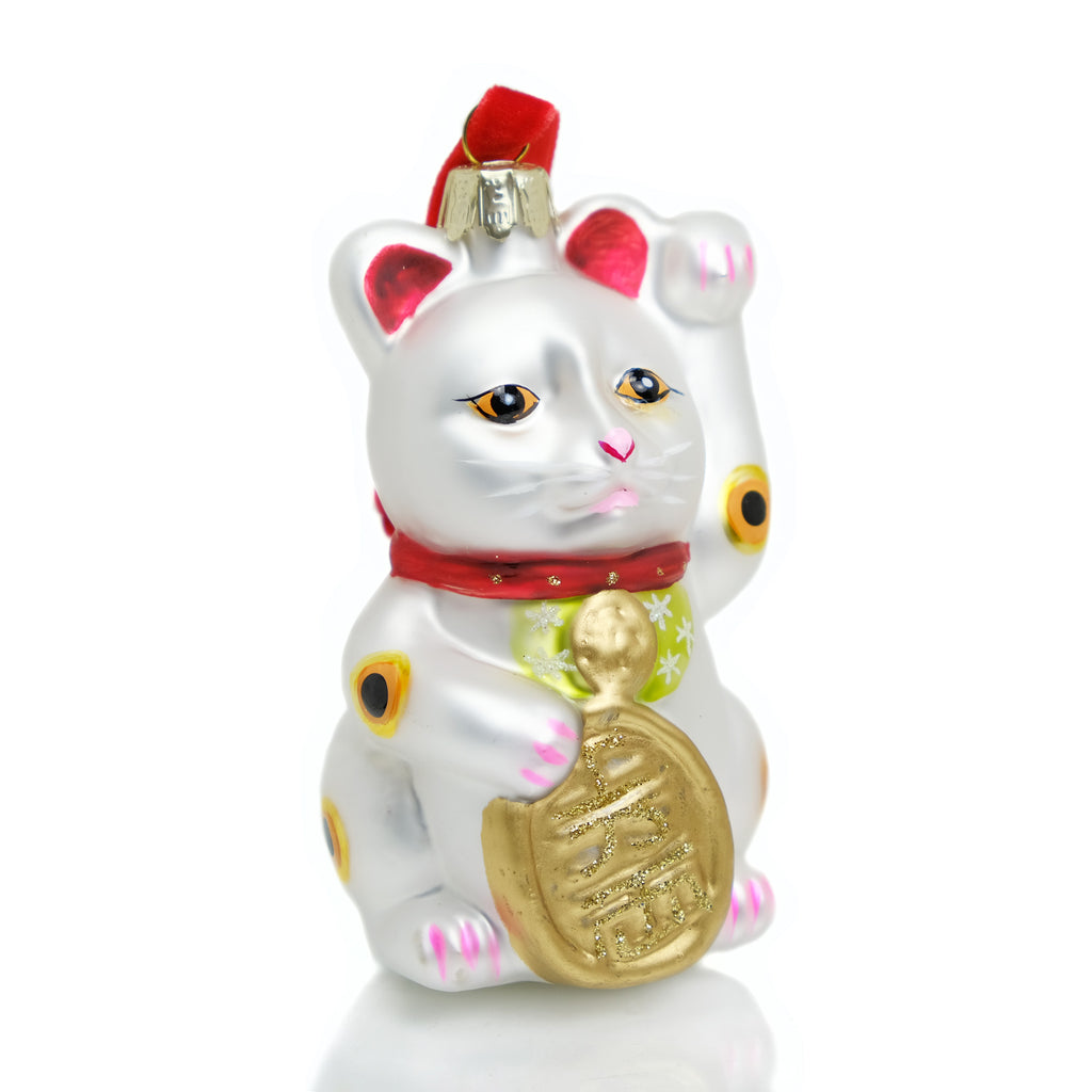 Lucky Cat Ornament- White