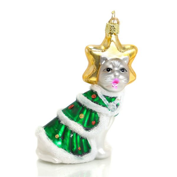Golden Star on the Tree Kitty Cat Ornament