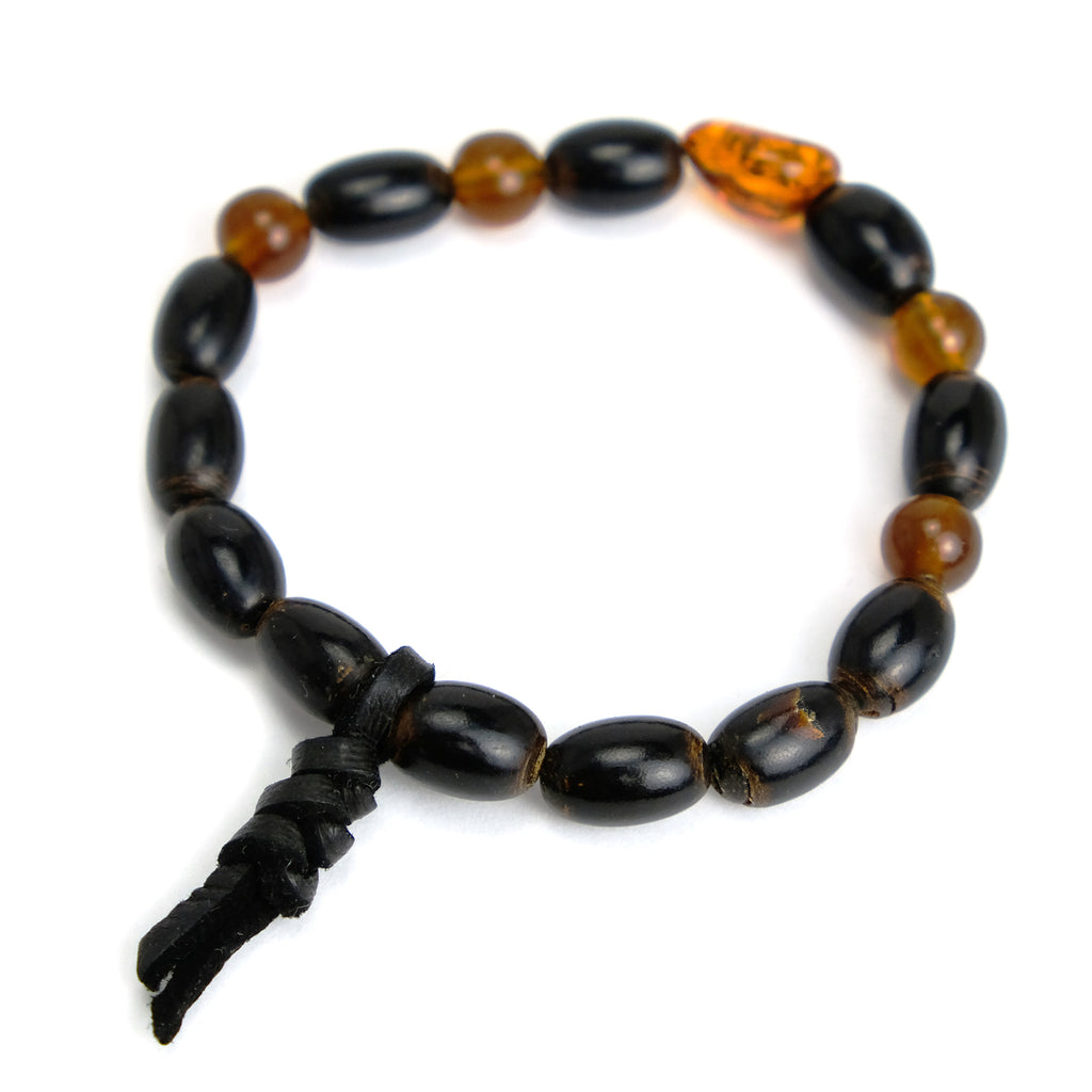 Amber with Black Coral Stretch Bracelet