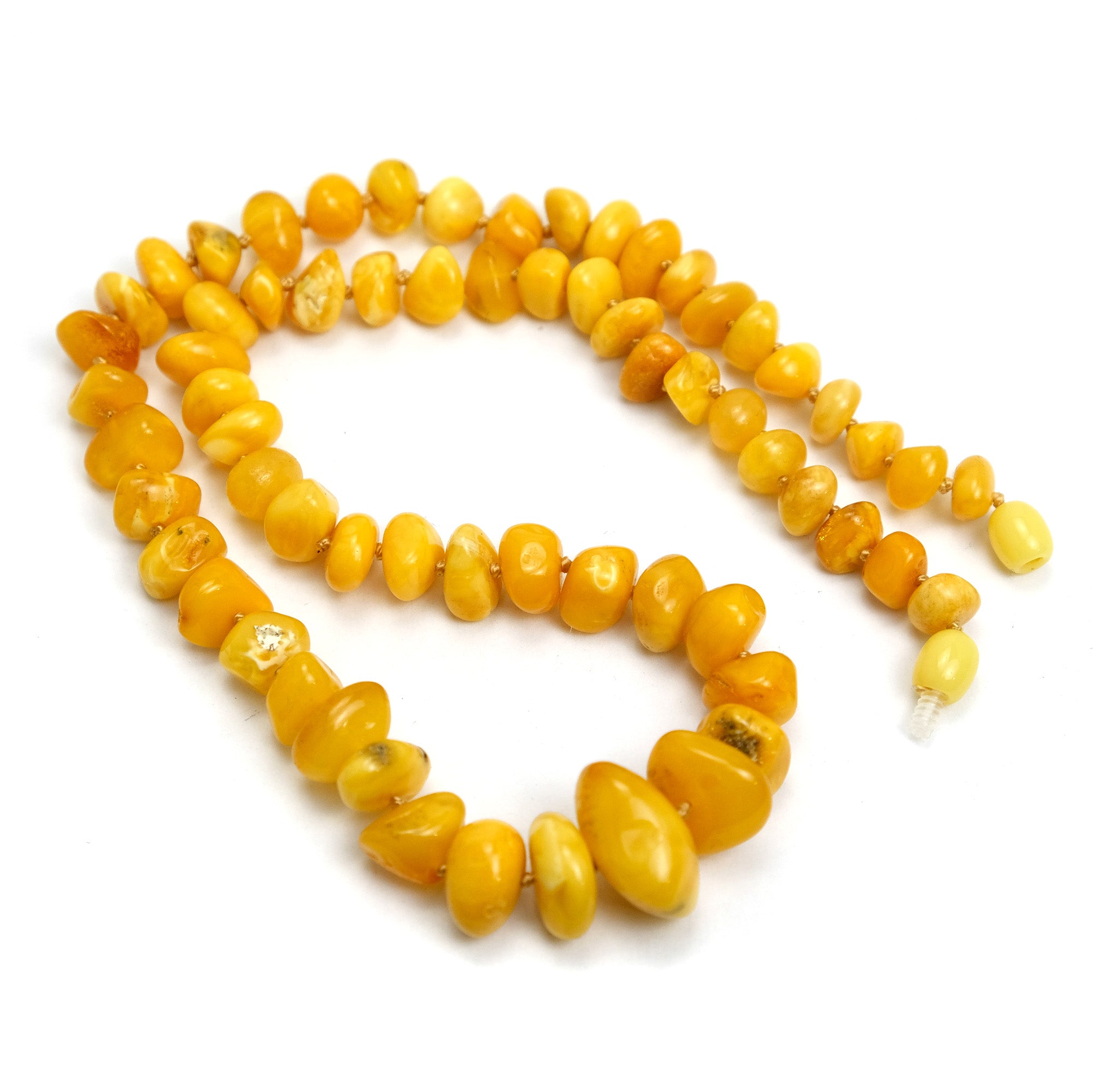 Natural Yellow Amber Olive Beads Necklace 36 g