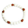 White Coral and Carnelian Stretch Bracelet