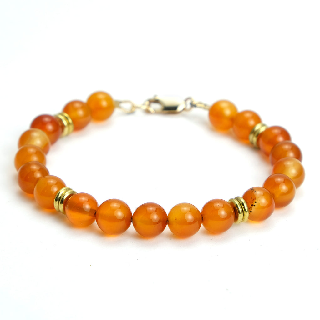 Carnelian Bracelet with Gold Filled Lobster Claw Clasp