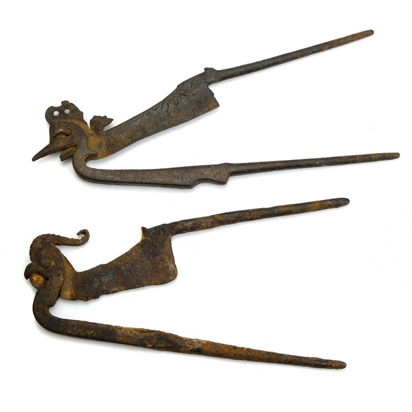 Timor Iron Rooster Shape Betel Nut Cutters 19th C. SET of 2