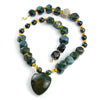 Bloodstone + Amber Necklace with Gold Filled Trigger Clasp