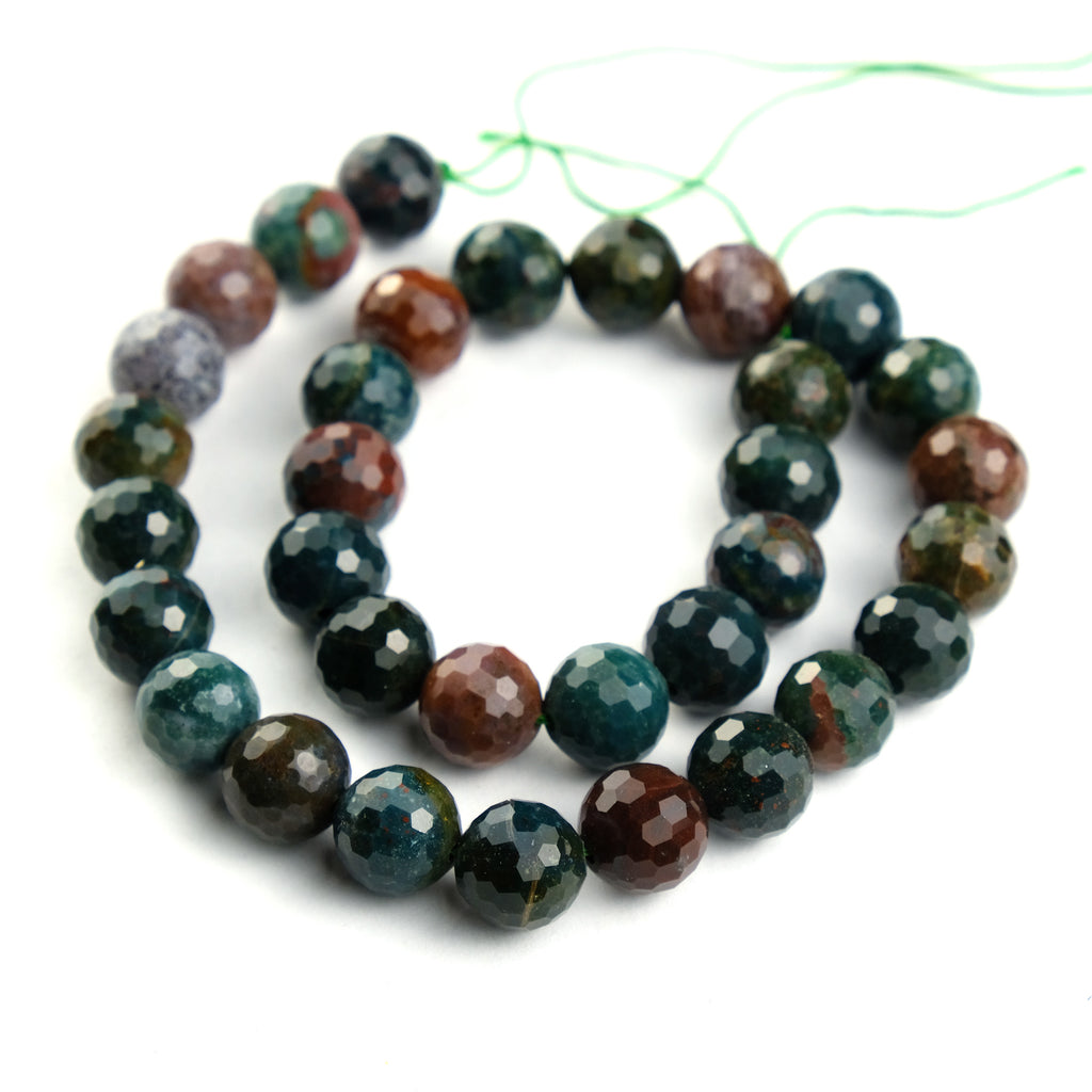 Bloodstone Faceted Rounds 12mm Strand