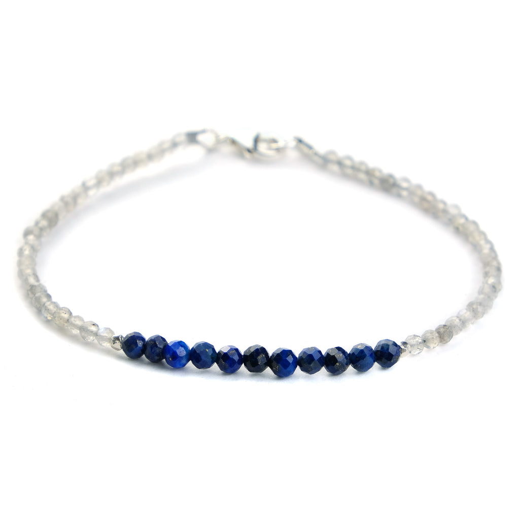 Lapis Lazuli and Labradorite Bracelet with Sterling Silver Trigger Clasp