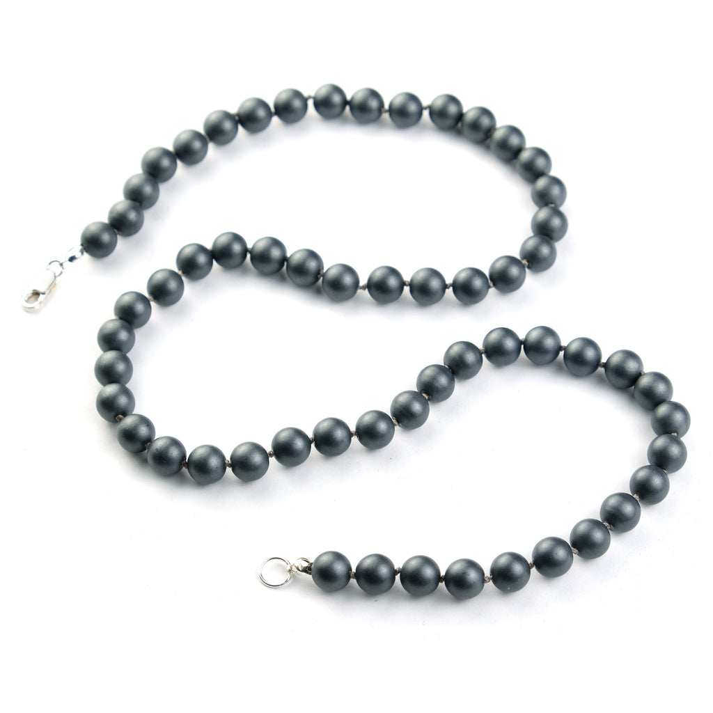 Matte Hematite Necklace with Sterling Silver Lobster Claw Clasp