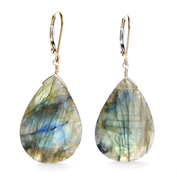 Labradorite Earrings with Gold Plated Latch Back #1