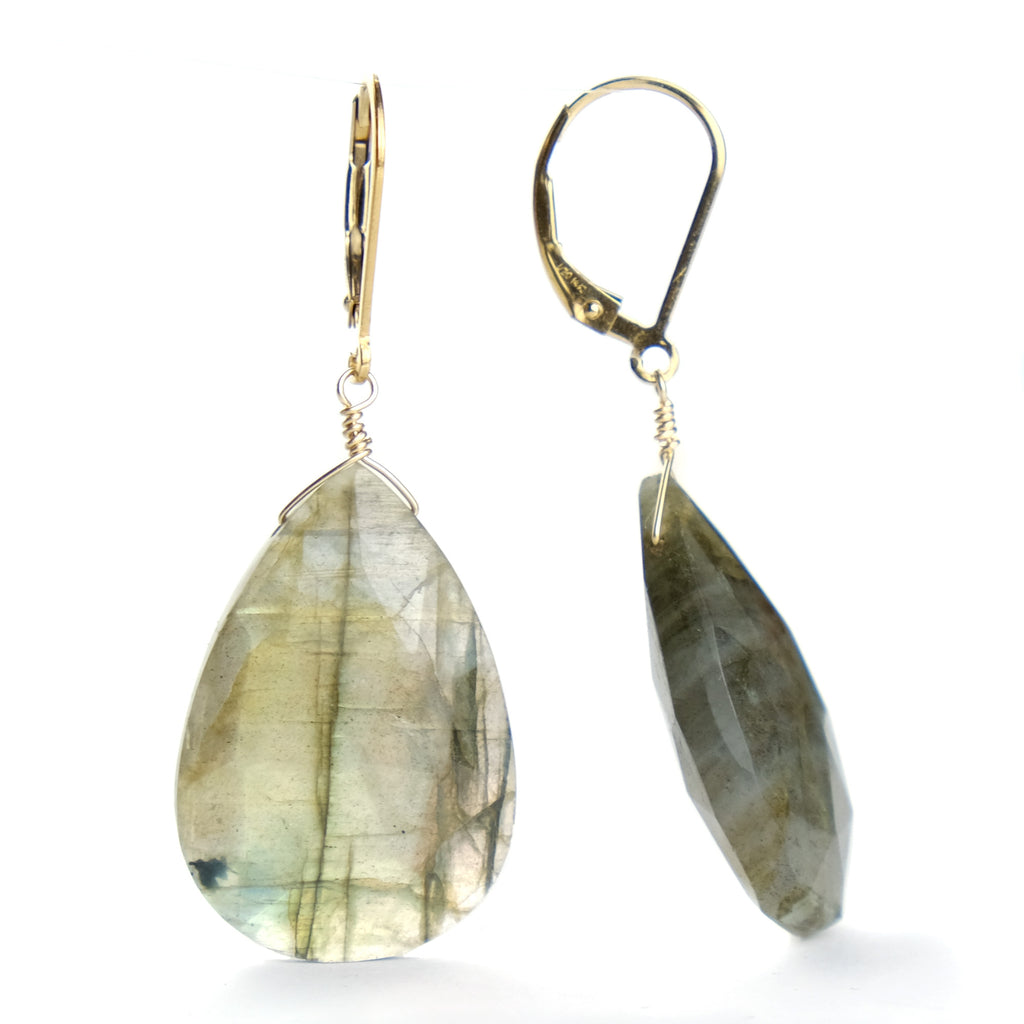 Labradorite Earrings with Gold Plated Latch Back #2