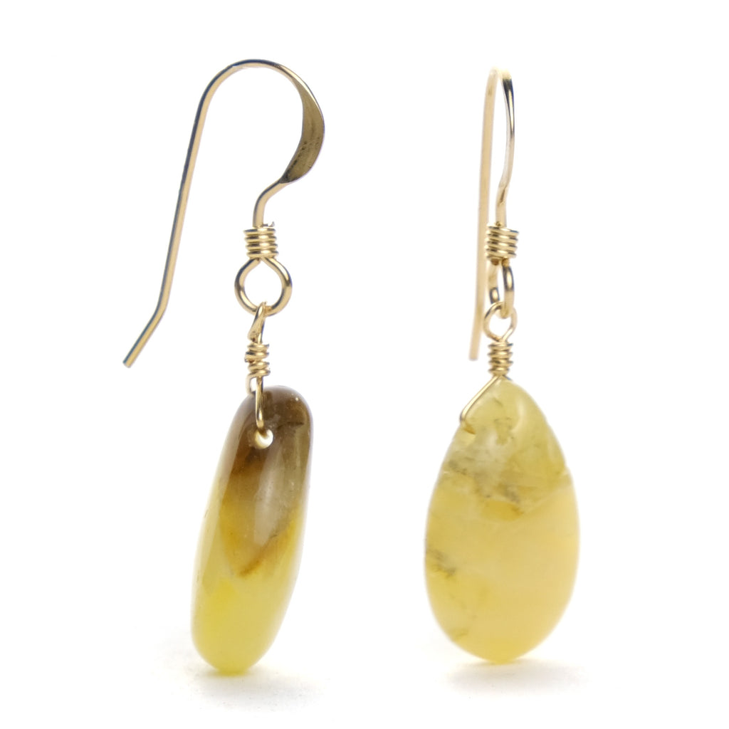 Yellow Opal Earrings With Golf Filled French Ear Wires