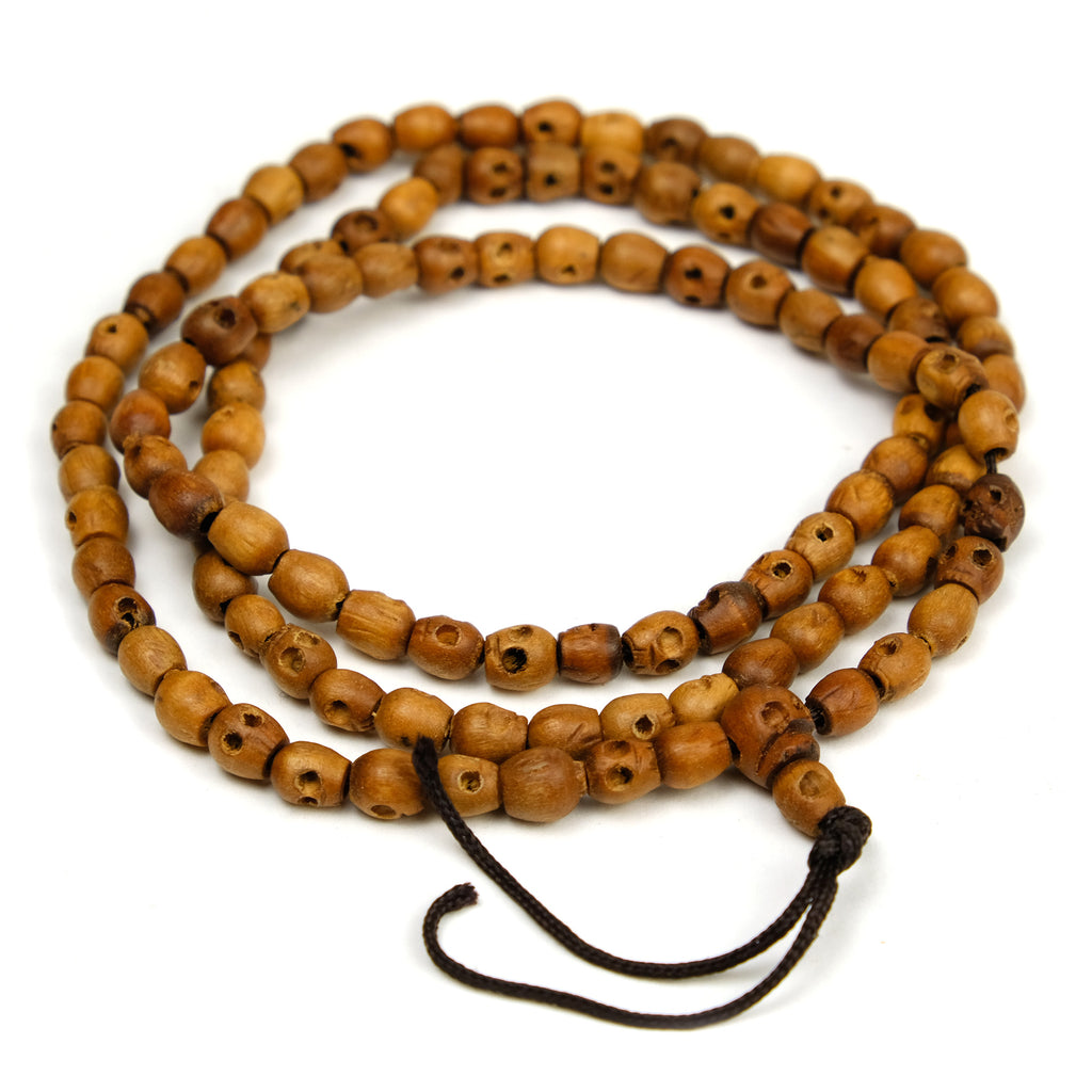 Date Wood Hand Carved Tiny Skull Mala 5-6mm