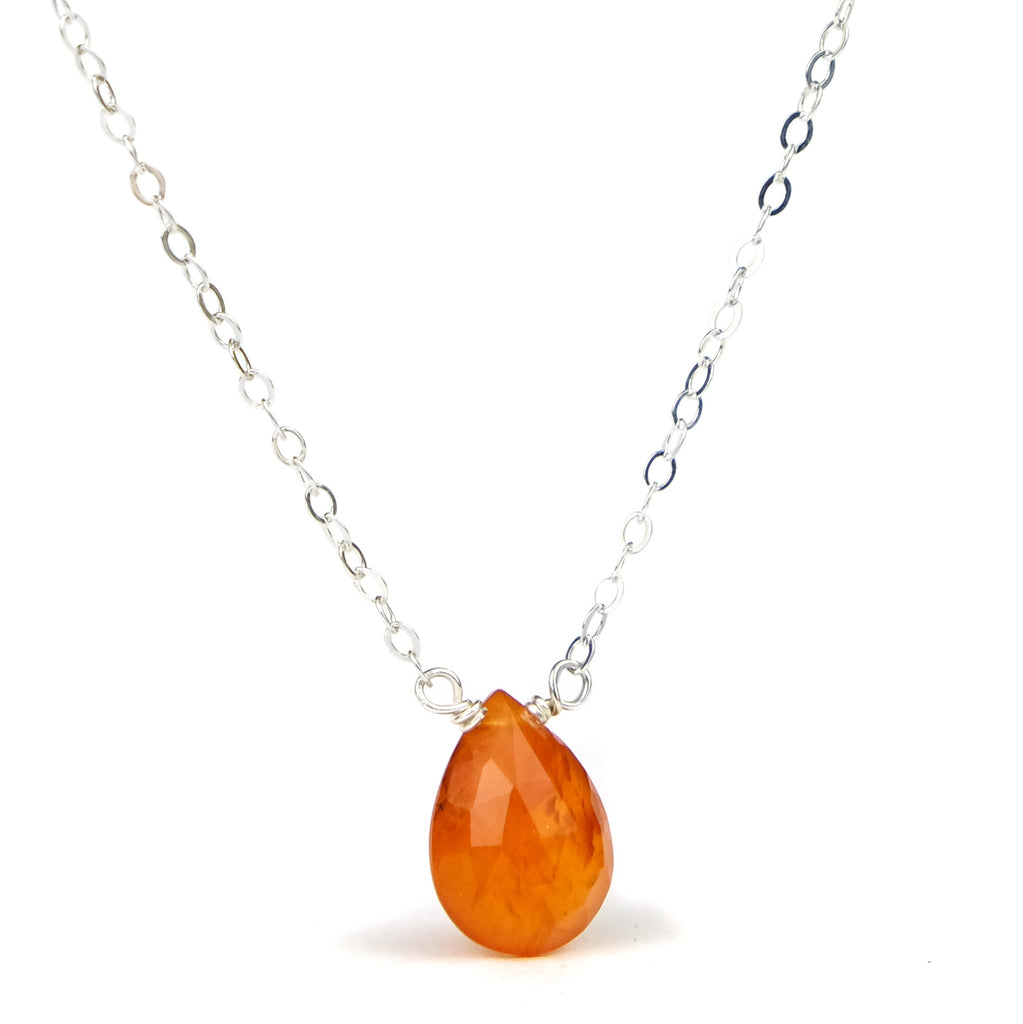 Carnelian Necklace on Sterling Silver Chain and Sterling Silver Trigger Clasp