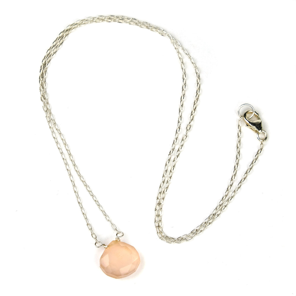 Pink Chalcedony on Sterling Silver Chain with Sterling Silver Trigger Clasp